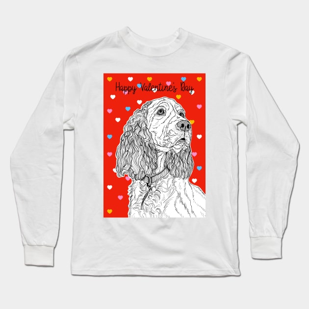 Spaniel Valentine's Day Greeting Long Sleeve T-Shirt by AdamRegester